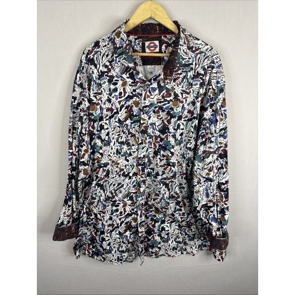 Jermyn & Bond 4X Abstract Art Print Button Front‎ Shirt 100% Cotton Flip Cuff